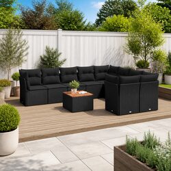 Premium 10 Piece Outdoor Garden Sofa Set with Acacia Table