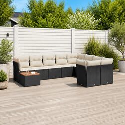 Premium 10 Piece Black Modular Garden Sofa Set
