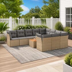 Modular 11-Piece Outdoor Garden Sofa Set in Beige