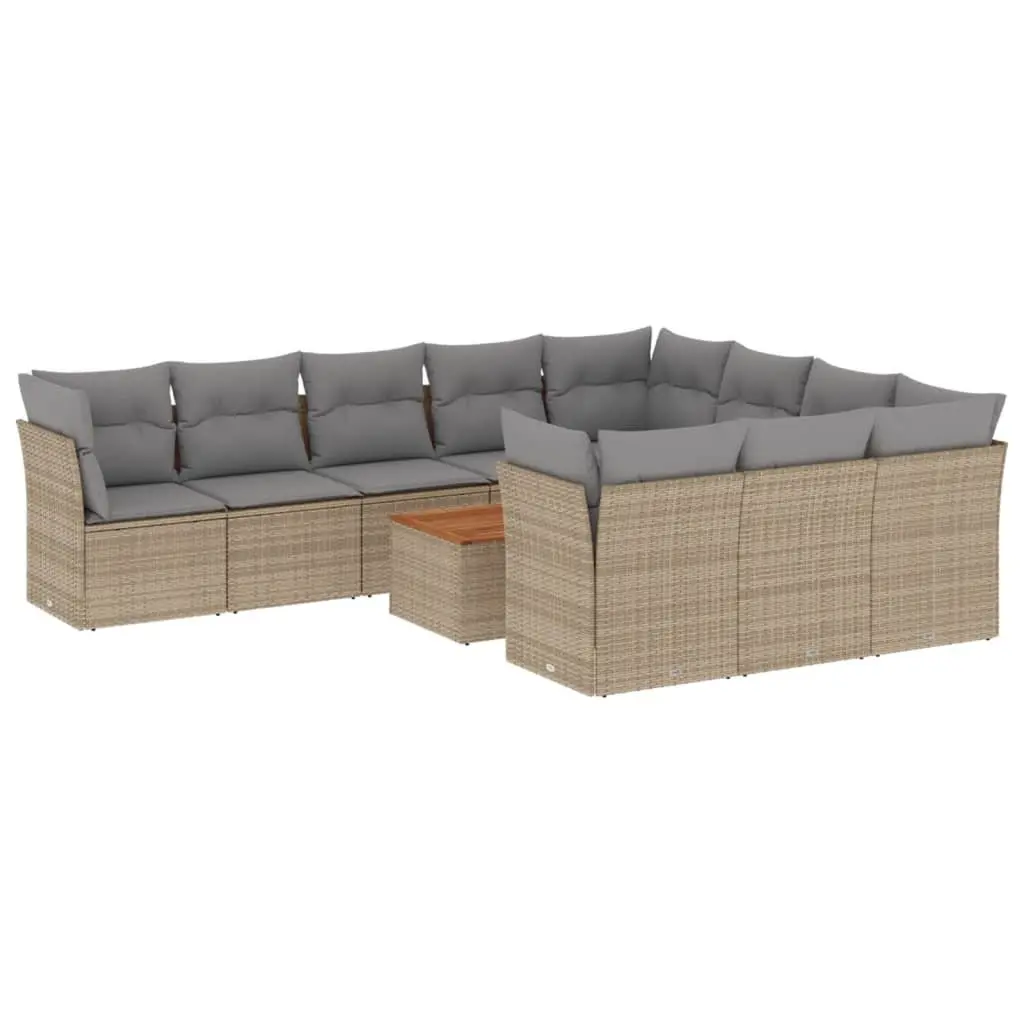 Modular 11-Piece Outdoor Garden Sofa Set in Beige