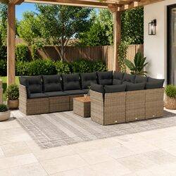 Modular 11-Piece Grey Outdoor Sofa Set with Storage