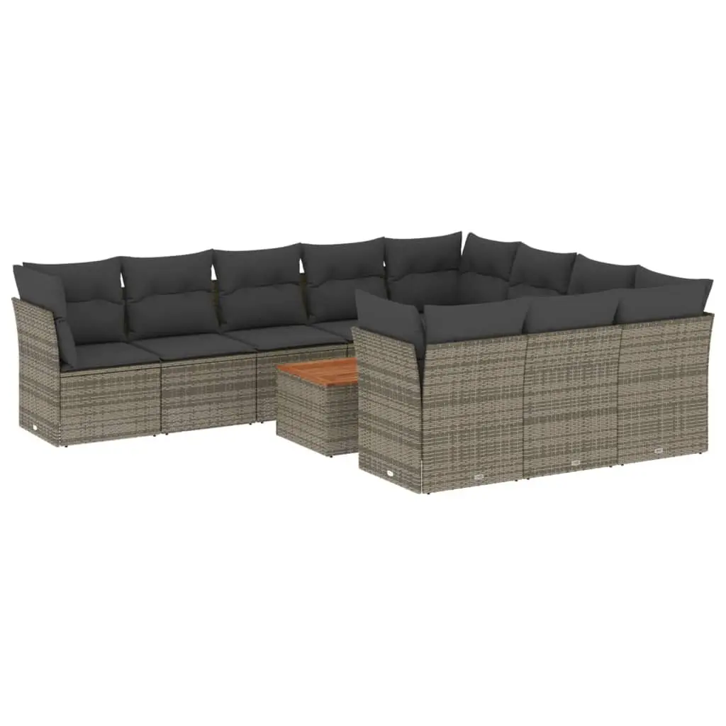 Modular 11-Piece Grey Outdoor Sofa Set with Storage