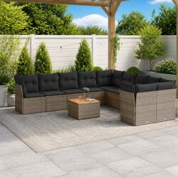 Grey 11 Piece Modular Garden Sofa Set for Outdoor Use