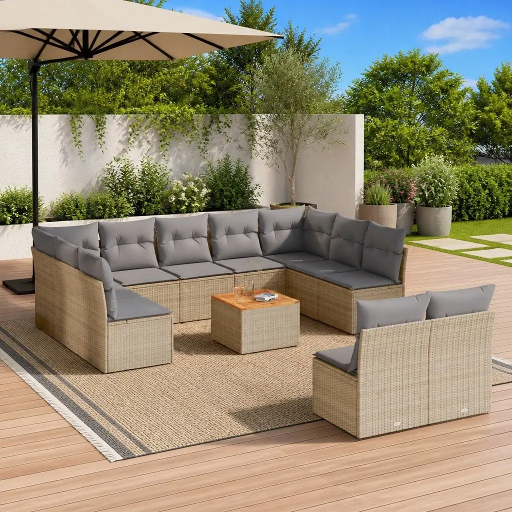 12-Piece Modular Garden Sofa Set in Beige