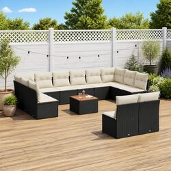 Modular Black Poly Rattan Garden Sofa Set - 13 Pieces