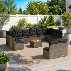 Premium 13 Piece Grey Rattan Garden Sofa Set