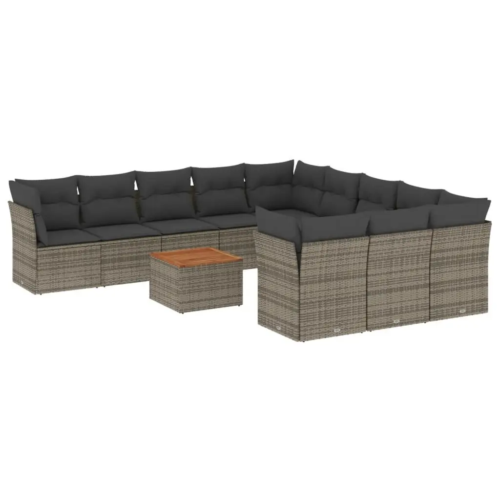 12 Piece Garden Sofa Set PE Poly Rattan Grey Outdoor Furniture Patio Lounge
