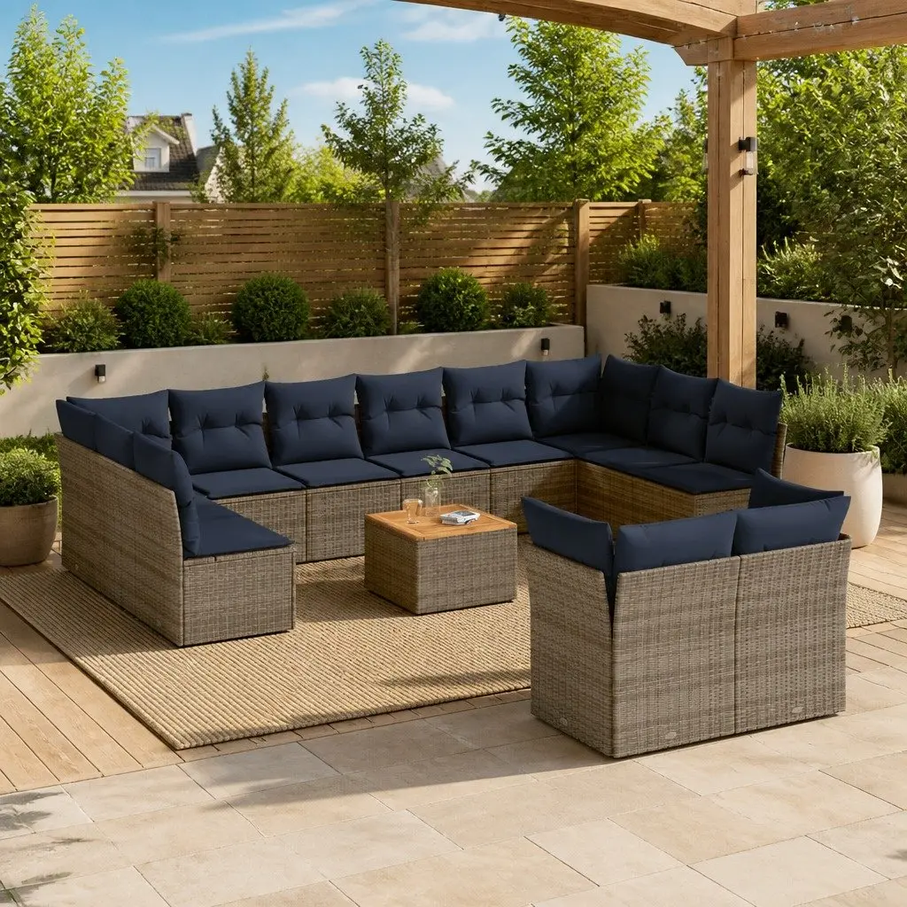 13-Piece Grey Outdoor Garden Sofa Set