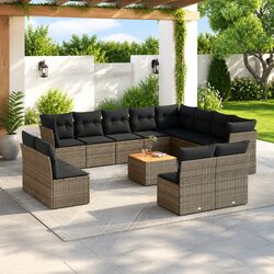 Premium 13 Piece Grey Poly Rattan Garden Sofa Set