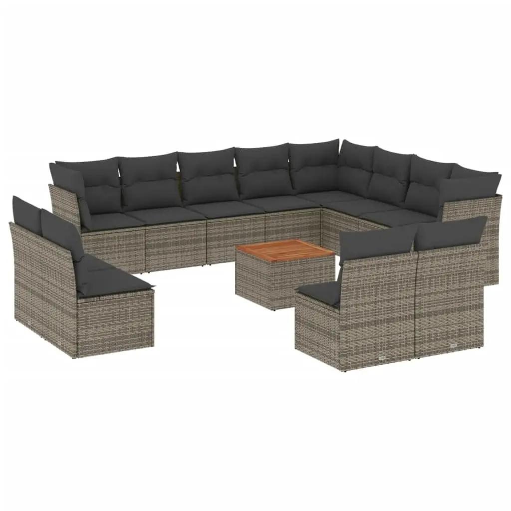 13 Piece Grey Poly Rattan Garden Sofa Set