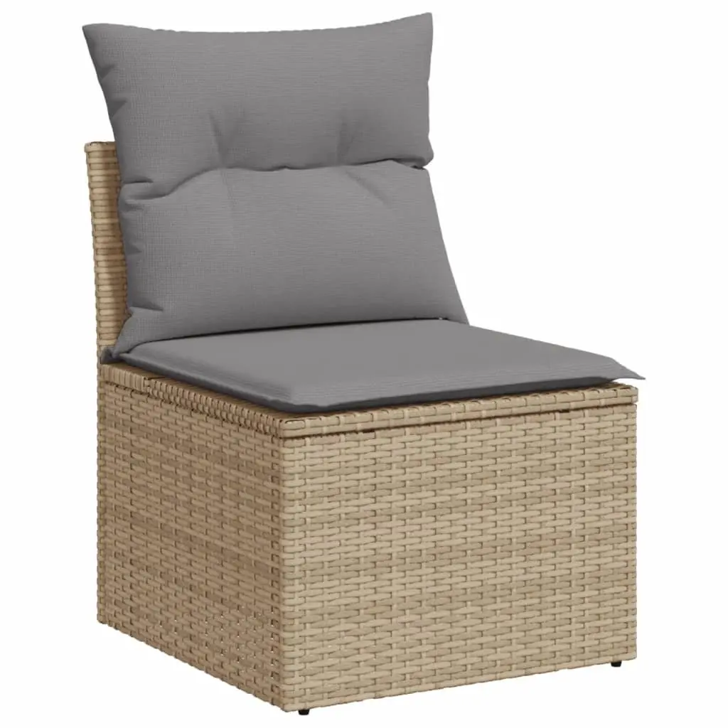 Garden Sofa Set Poly Rattan 12 Piece Outdoor Furniture Beige Patio Seating