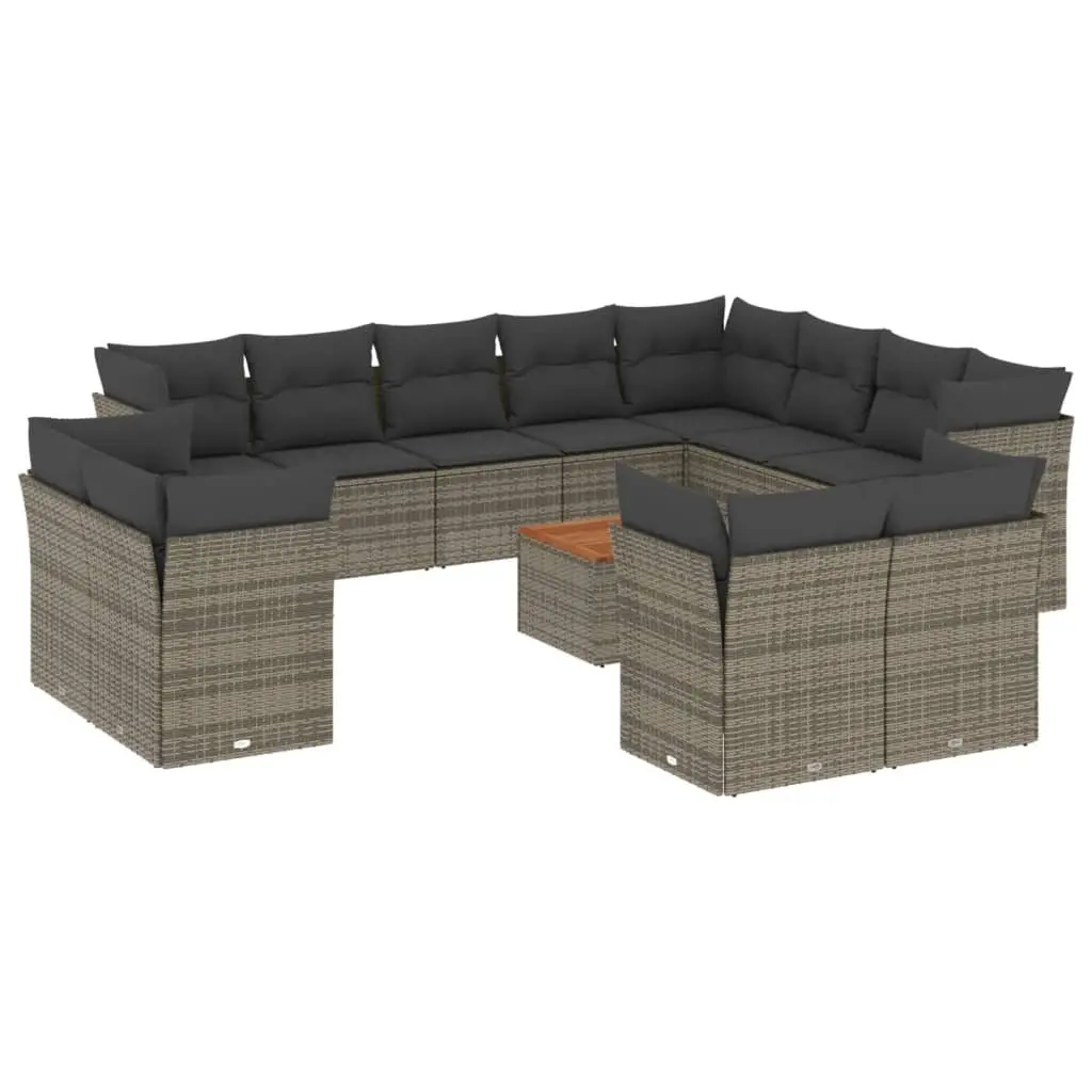 Garden Sofa Set PE Rattan 13 Piece Outdoor Furniture Grey Patio Lounge Seats