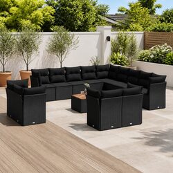 14-Piece Modular Outdoor Patio Furniture Set in Black