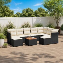 High-Quality 10 Piece Modular Garden Sofa Set in Black