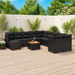 12 Piece Black Modular Garden Sofa Set for Outdoor Spaces