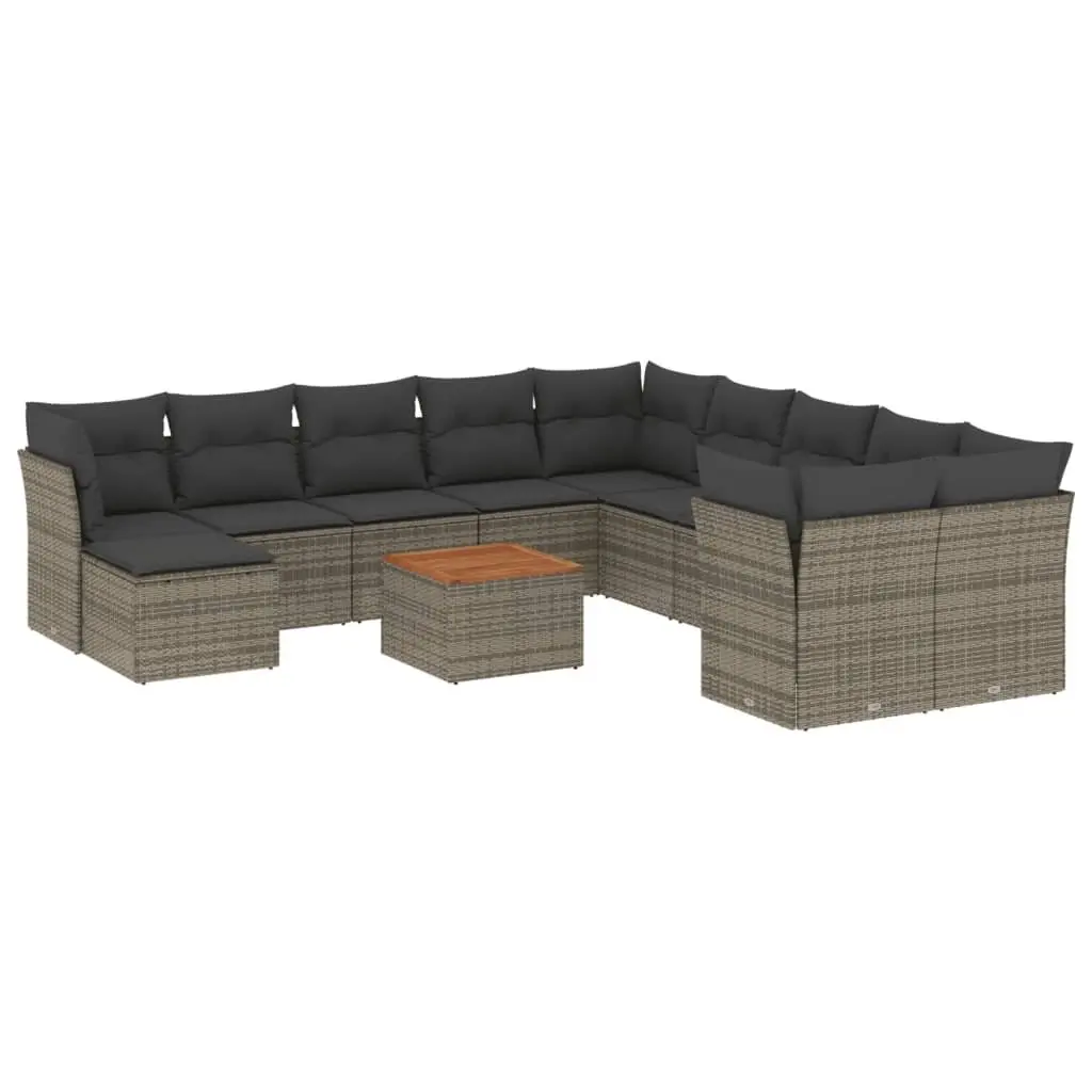 Garden Sofa Set PE Rattan 12 Piece Modular Outdoor Furniture Grey