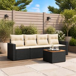 5 Piece Modular Outdoor Sofa Set in Black Rattan