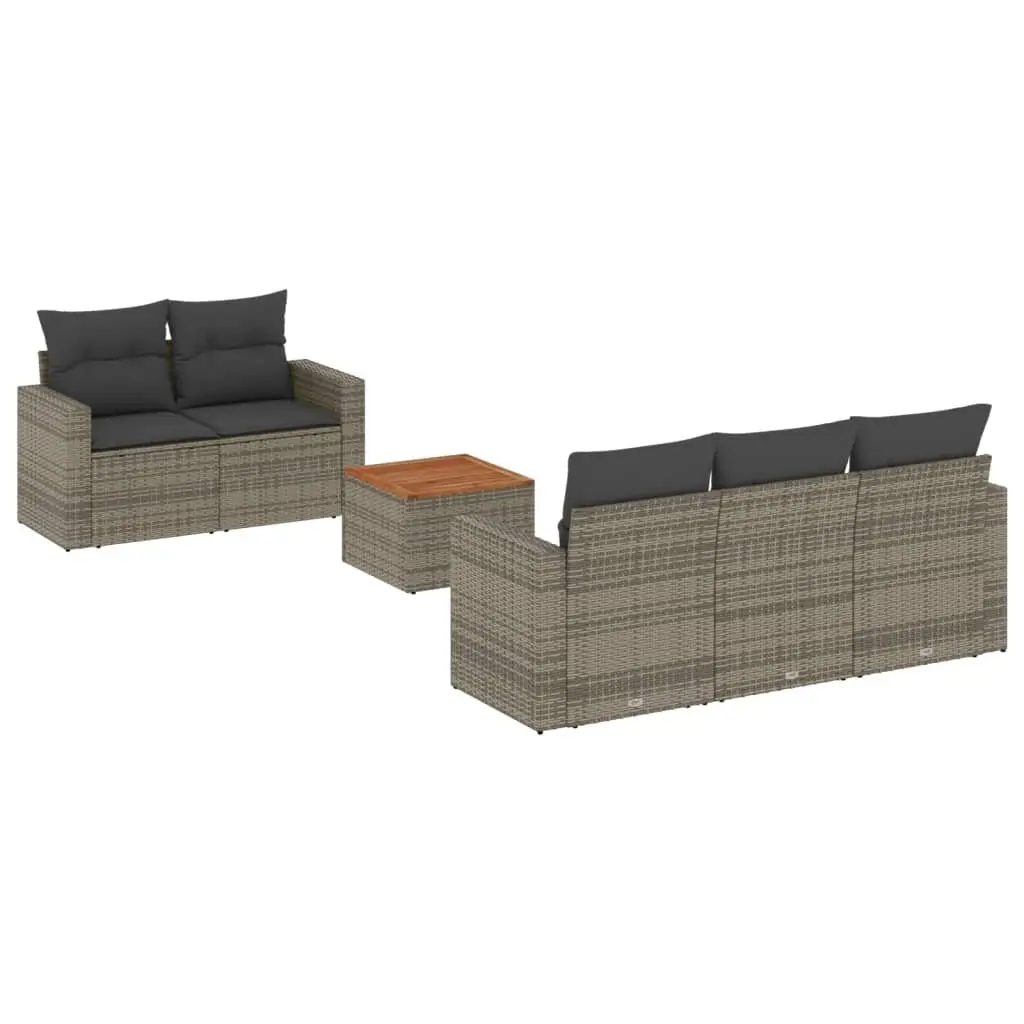 Garden Sofa Set PE Rattan 6 Piece Outdoor Furniture Grey