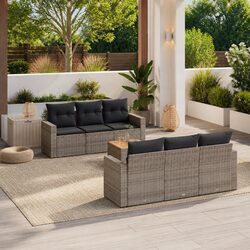 Sturdy 7 Piece Outdoor Garden Sofa Set with Storage Cushions