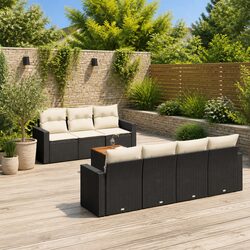 Durable 8-Piece Black Rattan Garden Sofa Set