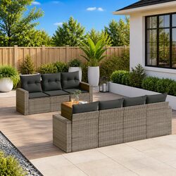 8-Piece Grey Modular Garden Sofa Set for Outdoor Use