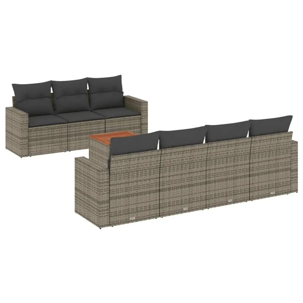 8-Piece Grey Modular Garden Sofa Set for Outdoor Use