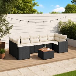 Premium 8 Piece Black Poly Rattan Garden Sofa Set
