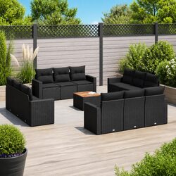 Premium 13-Piece Modular Garden Sofa Set in Black