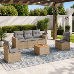 6-Piece Garden Sofa Set Outdoor Furniture in Beige