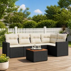 Premium 6 Piece Modular Garden Sofa Set in Black