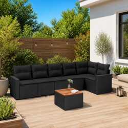 High-Quality 7 Piece Garden Sofa Set with Cushions
