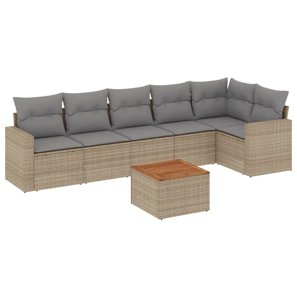 Beige Outdoor 7-Piece Garden Sofa Set with Durable Build