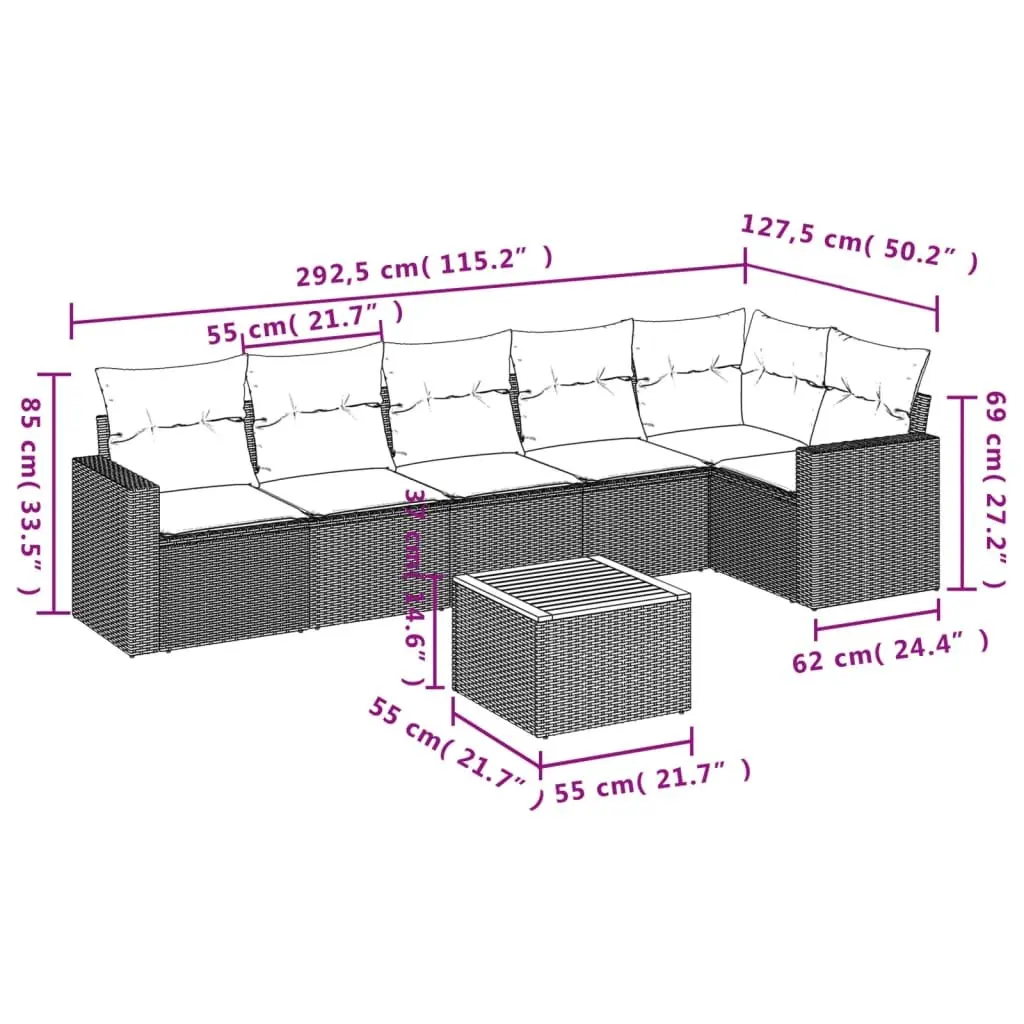 Beige Outdoor 7-Piece Garden Sofa Set with Durable Build