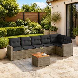 Durable 7 Piece Grey Poly Rattan Garden Sofa Set