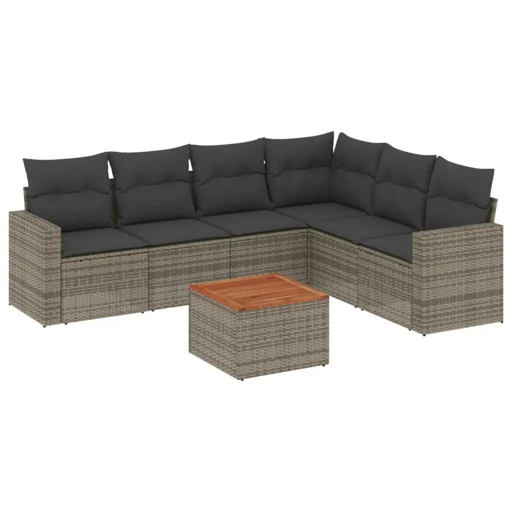 7 Piece Grey Garden Sofa Set with Storage
