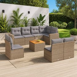 Beige 9-Piece Outdoor Garden Sofa Set with Modular Design