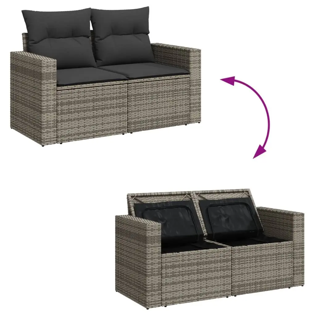 Garden Sofa Set PE Rattan 9 Piece Modular Outdoor Furniture Grey