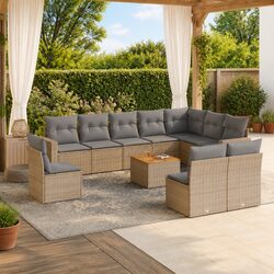 Beige Modular Garden Sofa Set – 11 Piece Outdoor Lounge