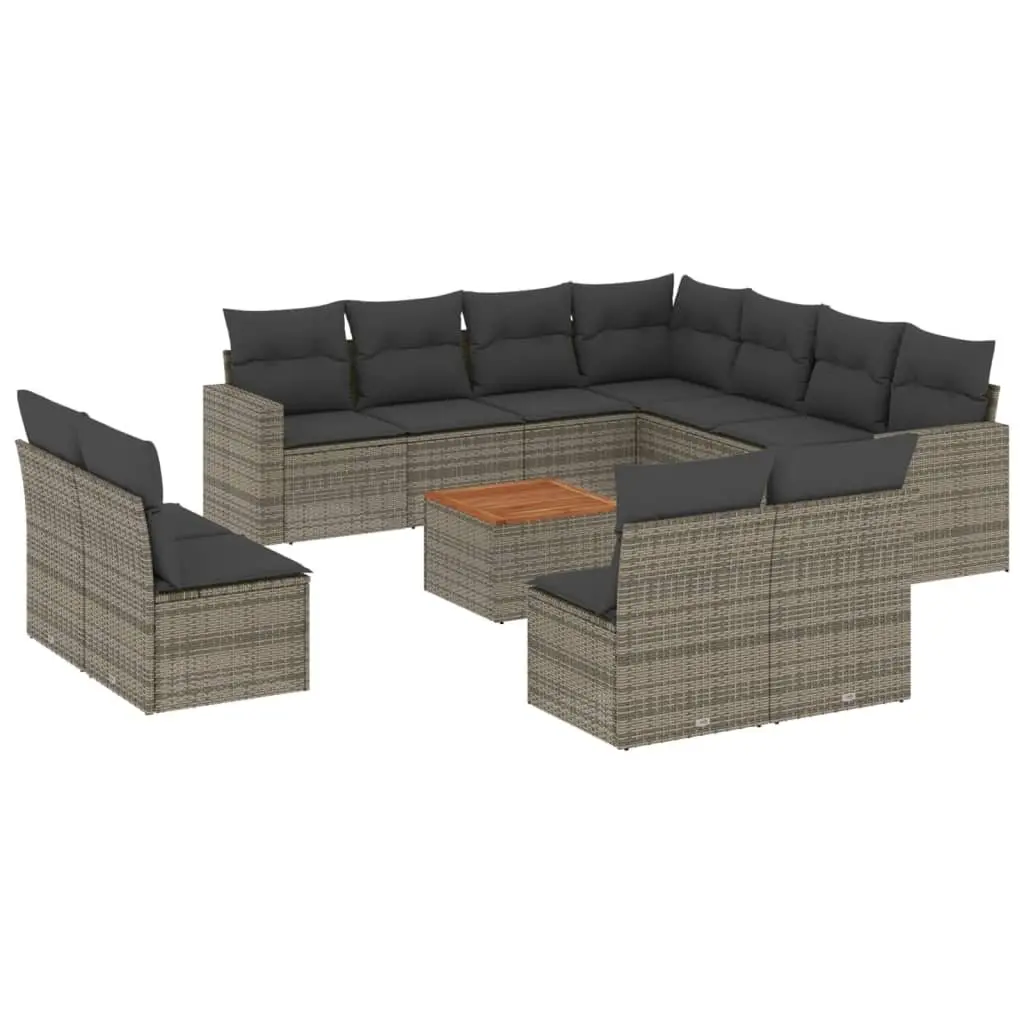 12 Piece Garden Sofa Set in Grey Poly Rattan