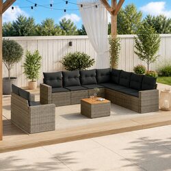 10-Piece Modular Outdoor Sofa Set in Grey Poly Rattan