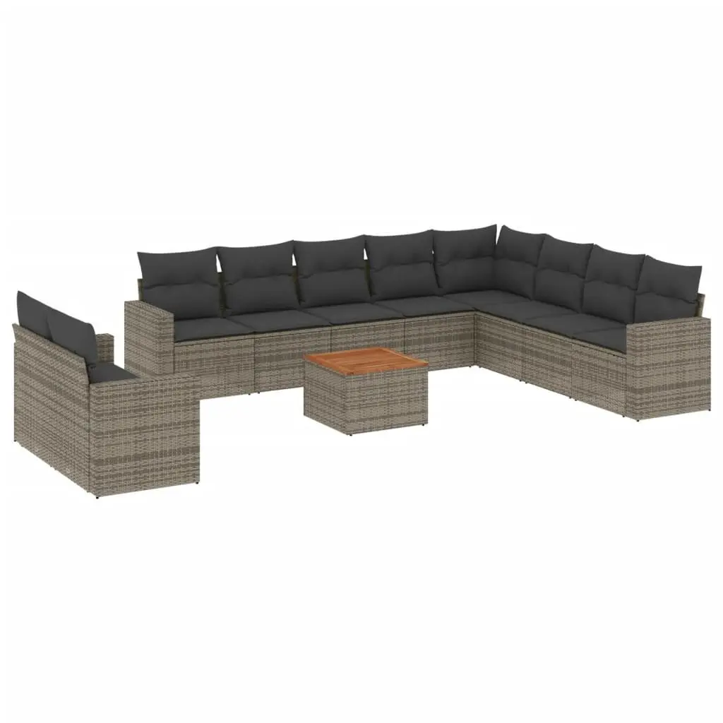 11 Piece Garden Sofa Set Poly Rattan Grey Outdoor Furniture