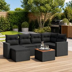 Durable 7 Piece Garden Sofa Set with Storage Footstool