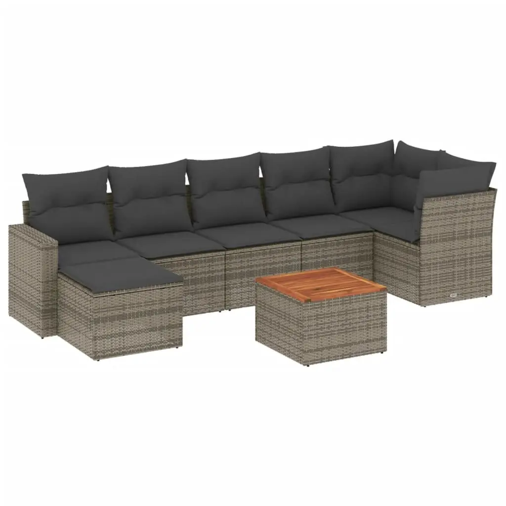 Grey Poly Rattan 8-Piece Garden Sofa Set