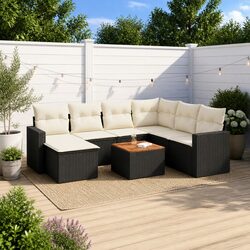 Premium 8 Piece Outdoor Sofa Set with Storage – Black Rattan