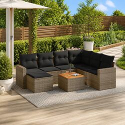 Premium Grey Poly Rattan Garden Sofa Set - 8 Pieces