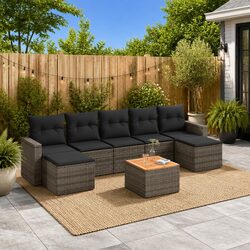 Durable 8 Piece Grey Garden Sofa Set for Outdoor Use