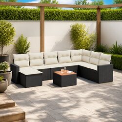 Premium 9 Piece Outdoor Sofa Set with Storage Cushions