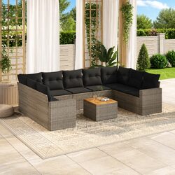 Durable 10-Piece Grey Garden Sofa Set with Storage