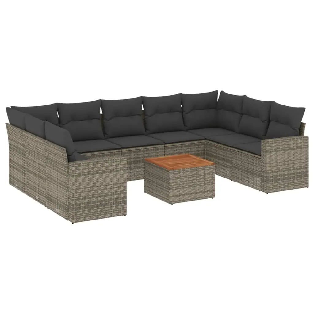 10-Piece Grey Garden Sofa Set with Storage