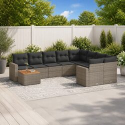 10-Piece Modular Garden Sofa Set in Grey Rattan